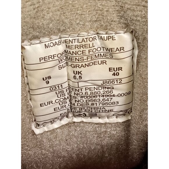 Merrell Women's Moab Ventilator Taupe Hiking Shoes Size 9 - Picture 9 of 12